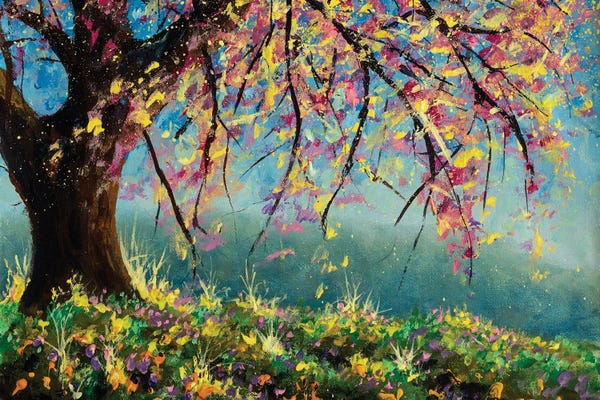 Cherry Trees: Blooming Sakura Cherry Tree by Valery Rybakow