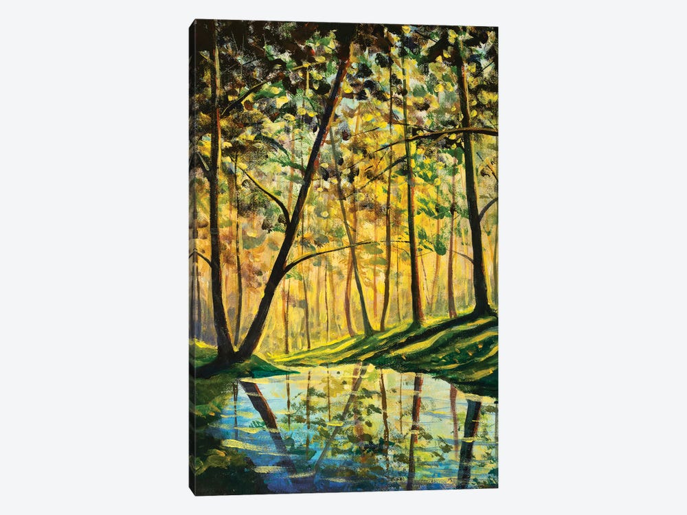 River In Sunny Forest Landscape by Valery Rybakow 1-piece Canvas Art
