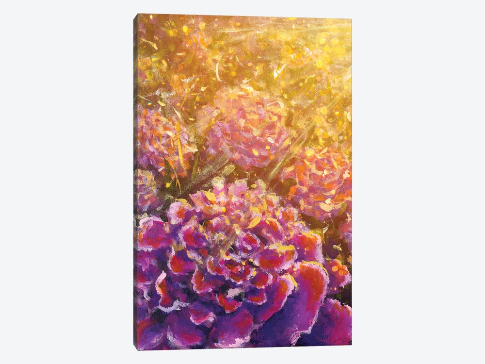 Conceptual Abstract Picture Of Purple Pink Flowers Peonies Roses by Valery Rybakow 1-piece Canvas Wall Art
