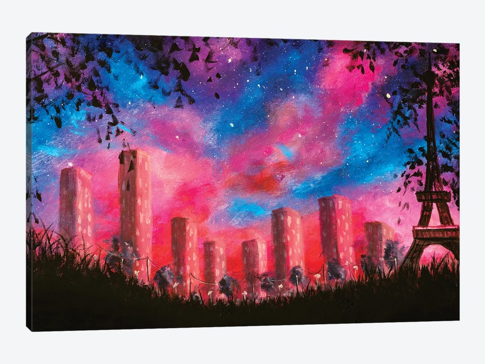 Paris At Night With A Vibrant Sky by Valery Rybakow 1-piece Canvas Print