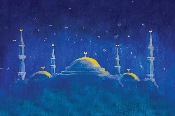 Valery Rybakow: Mosque In The Blue Night by Valery Rybakow