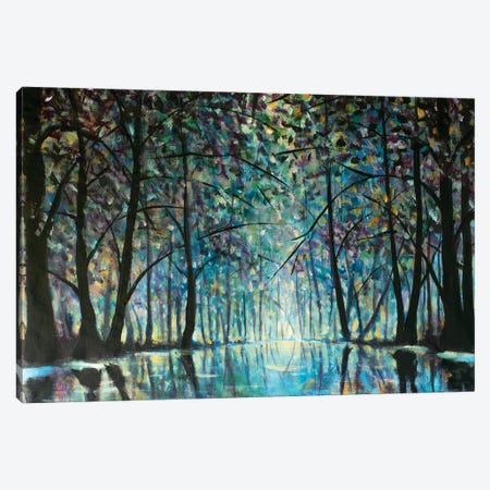 Romantic Rainy Blue Misty Forest Park Canvas Print #VRY685} by Valery Rybakow Art Print