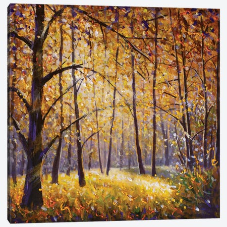 Impressionism Painting Sunny Autumn Day In Yellow Forest Canvas Print #VRY690} by Valery Rybakow Art Print
