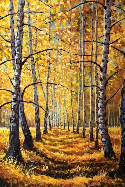 Birch Trees: Sunny Autumn Forest by Valery Rybakow