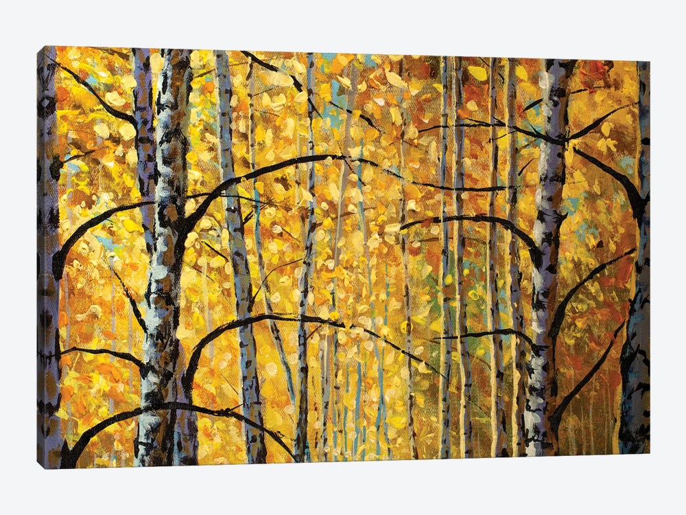 Birch Trees, Branches, Autumn Foliage by Valery Rybakow 1-piece Canvas Artwork