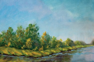 Green Island Is Reflected In A Blue River by Valery Rybakow canvas print