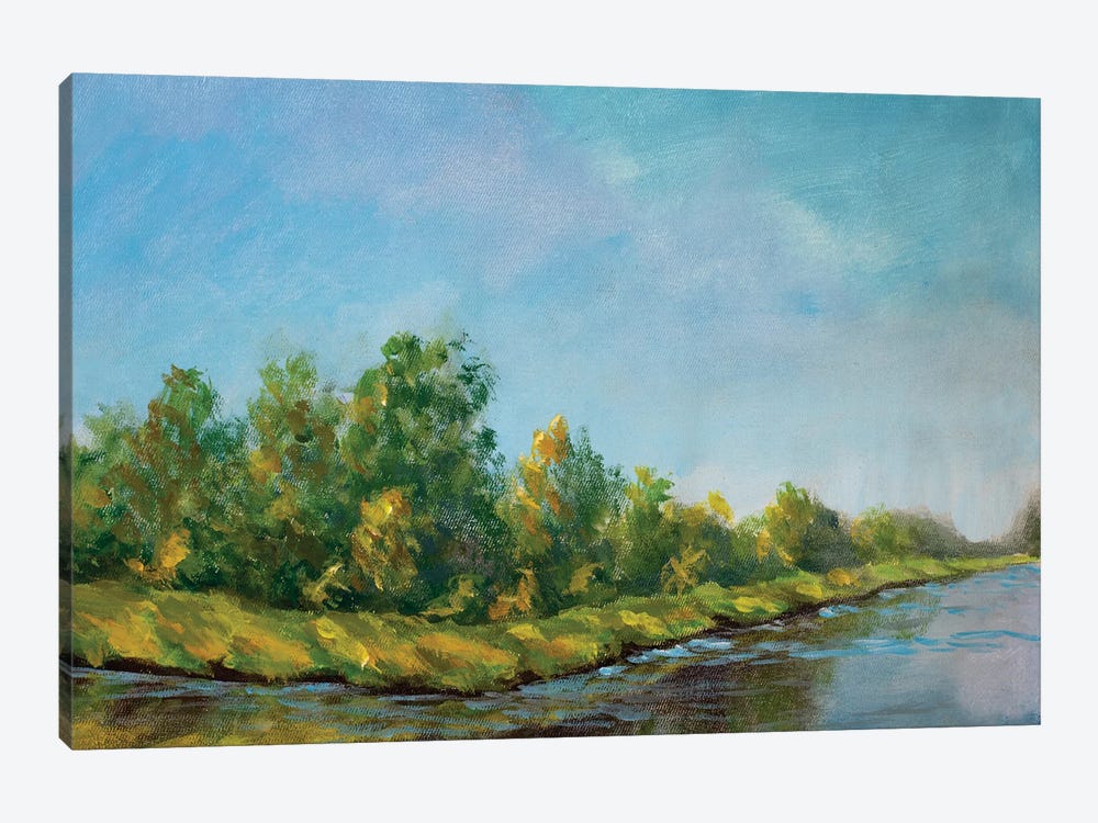 Green Island Is Reflected In A Blue River by Valery Rybakow 1-piece Canvas Art