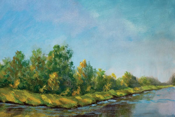 Islands: Green Island Is Reflected In A Blue River by Valery Rybakow