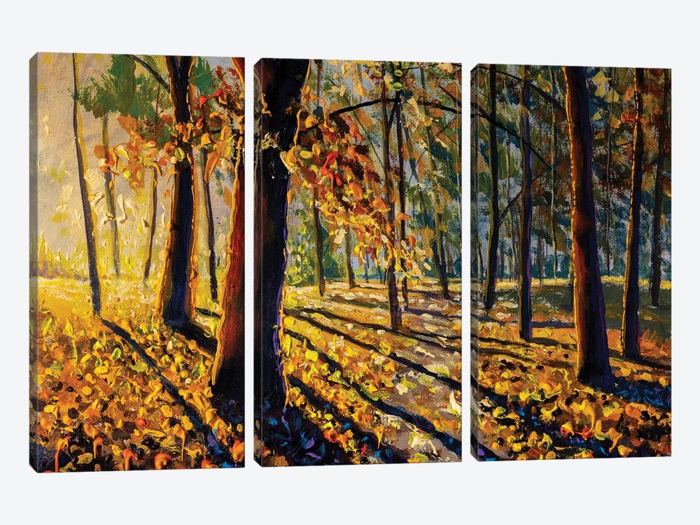 Colorful Autumn Forest by Valery Rybakow 3-piece Canvas Art Print