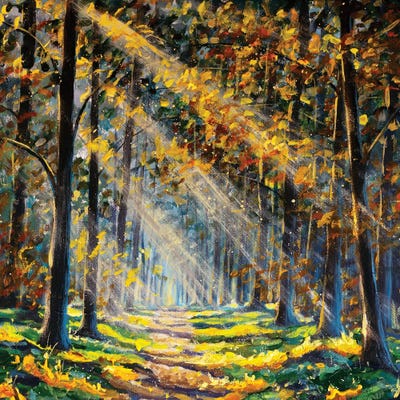 Landscape Sun In Sunny Forest With Road And Trees by Valery Rybakow canvas print