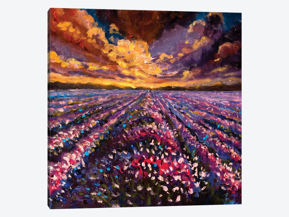 Impressionism Lavender Field At Sunset Sunrise by Valery Rybakow 1-piece Canvas Wall Art