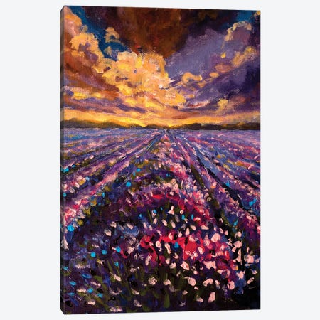 Impressionism Lavender Field At Sunset Sunrise Canvas Print #VRY708} by Valery Rybakow Art Print