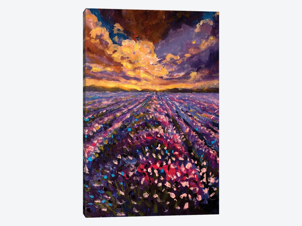 Impressionism Lavender Field At Sunset Sunrise by Valery Rybakow 1-piece Art Print
