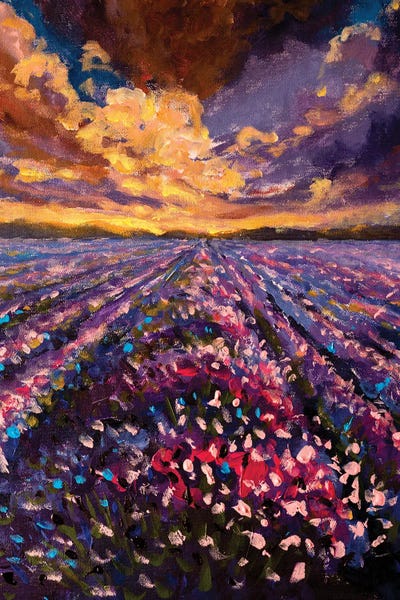Herbs: Impressionism Lavender Field At Sunset Sunrise by Valery Rybakow