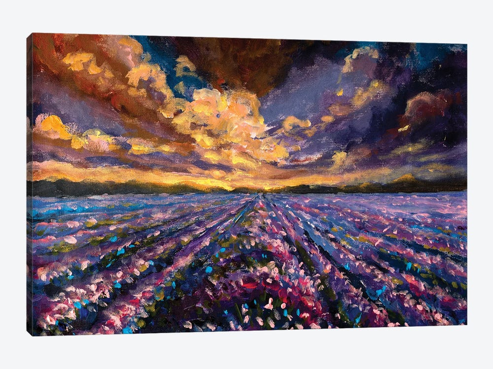 Lavender Field At Sunset Sunrise by Valery Rybakow 1-piece Canvas Wall Art