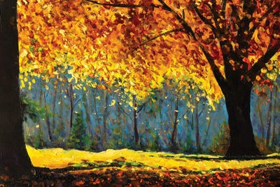 Warm Autumn Trees In Sunny Sun Forest by Valery Rybakow canvas print