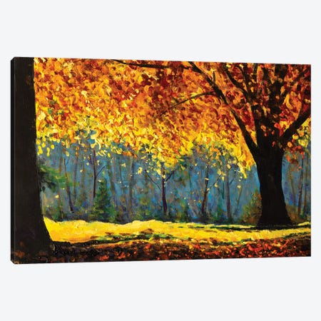 Warm Autumn Trees In Sunny Sun Forest Canvas Print #VRY710} by Valery Rybakow Canvas Wall Art