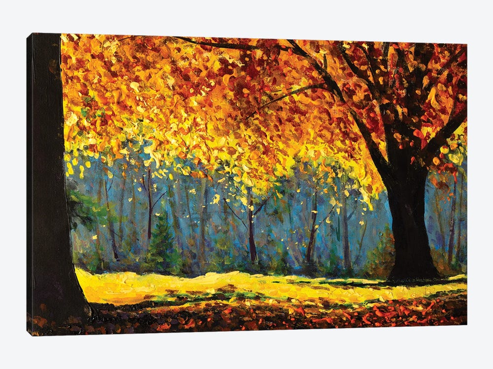 Warm Autumn Trees In Sunny Sun Forest by Valery Rybakow 1-piece Canvas Wall Art