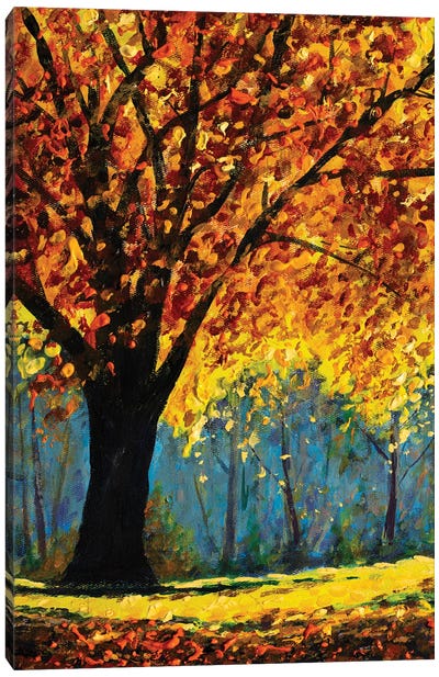 Sunny Autumn Tree In Park Canvas Art Print - Valery Rybakow
