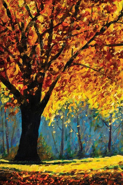 Valery Rybakow: Sunny Autumn Tree In Park by Valery Rybakow