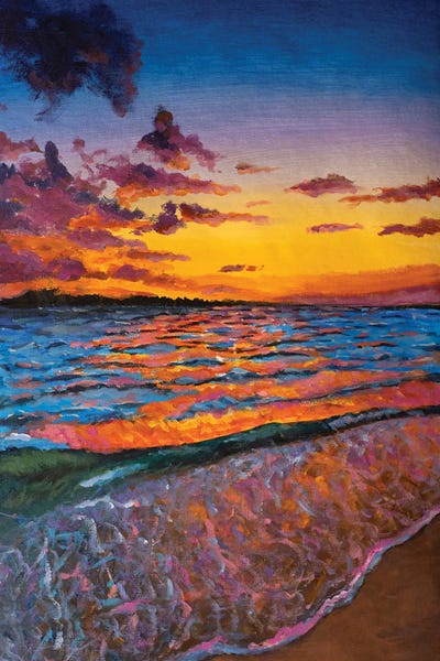 Valery Rybakow: Beautiful Sunset Over The Sea by Valery Rybakow