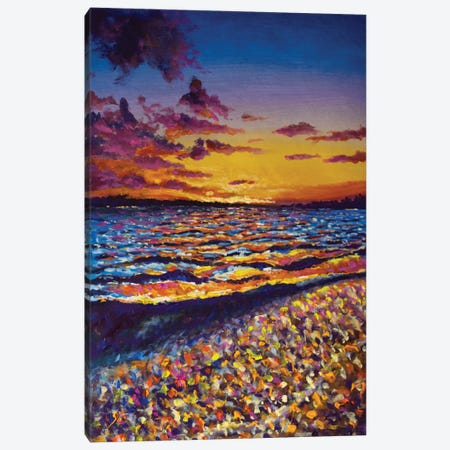 Beautiful Sunset Over Sea Canvas Print #VRY715} by Valery Rybakow Canvas Art Print