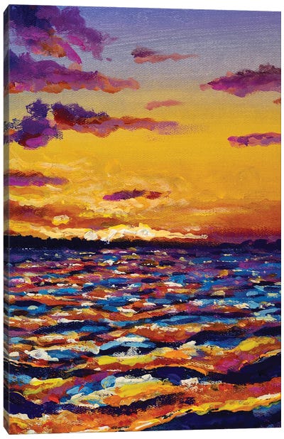 Sunset Over The Sea Canvas Art Print - Valery Rybakow