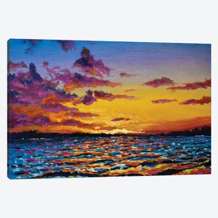 Beautiful Sunset Over The Sea Canvas Print #VRY717} by Valery Rybakow Art Print