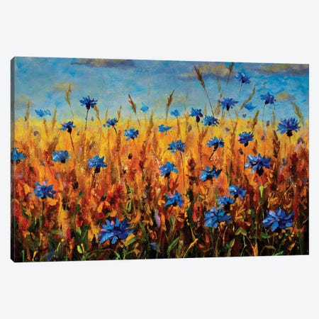 Field Of Blue Flowers Canvas Print #VRY730} by Valery Rybakow Canvas Art