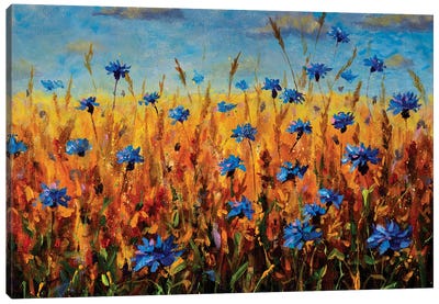 Field Of Blue Flowers Canvas Art Print