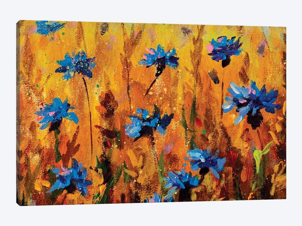 Blue Cornflowers by Valery Rybakow 1-piece Canvas Artwork