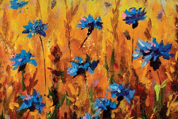 Cornflowers: Blue Cornflowers by Valery Rybakow