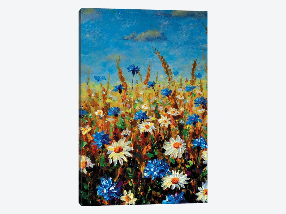 Beautiful Blooming Flowers Field Fine Art by Valery Rybakow 1-piece Canvas Wall Art
