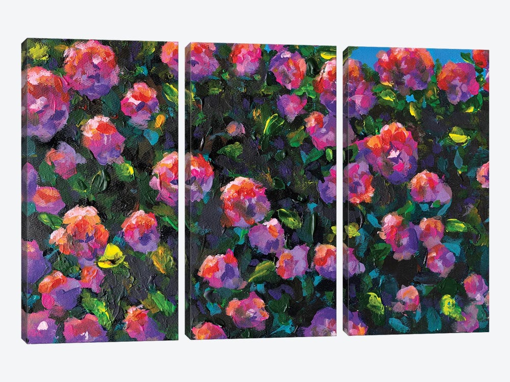 Red Peonies In Green Leaves by Valery Rybakow 3-piece Canvas Print