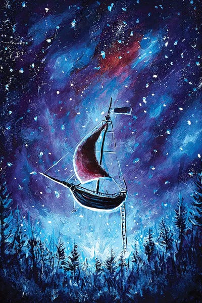 Pirate Ship In Cosmos by Valery Rybakow framed wall art