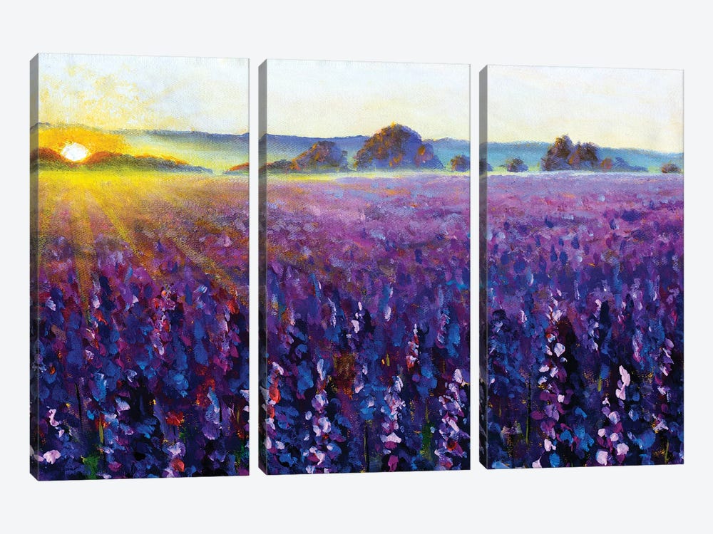 Purple Lavender At Sunrise by Valery Rybakow 3-piece Canvas Art Print