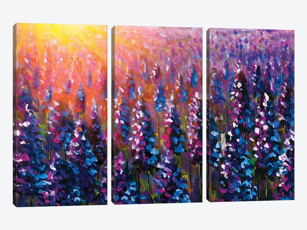 Purple Lavender At Sunset II by Valery Rybakow 3-piece Canvas Artwork