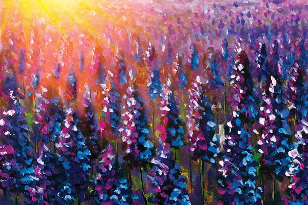 Lupines: Purple Lavender At Sunset II by Valery Rybakow