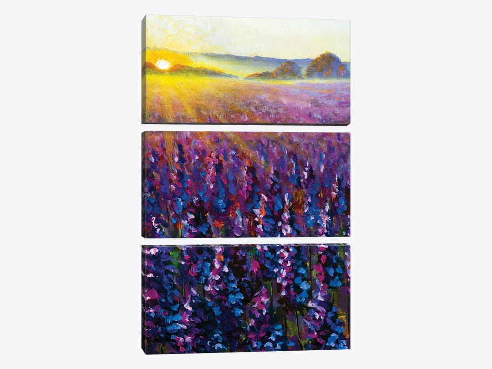 Purple Lavender At Sunrise II by Valery Rybakow 3-piece Canvas Art Print