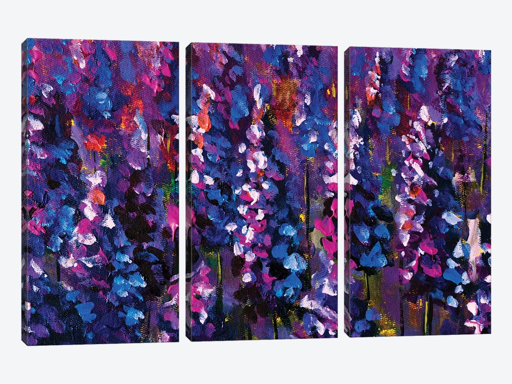 Lavender Lupine Field by Valery Rybakow 3-piece Canvas Art Print