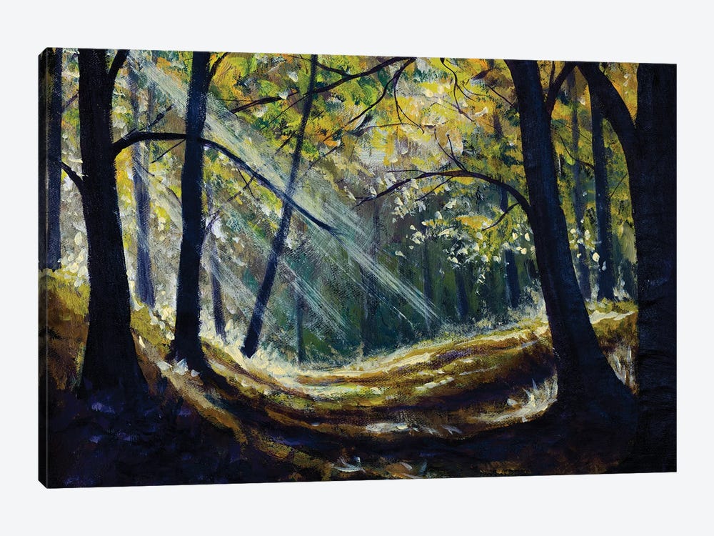 Sun In Forest With A Tree by Valery Rybakow 1-piece Canvas Artwork