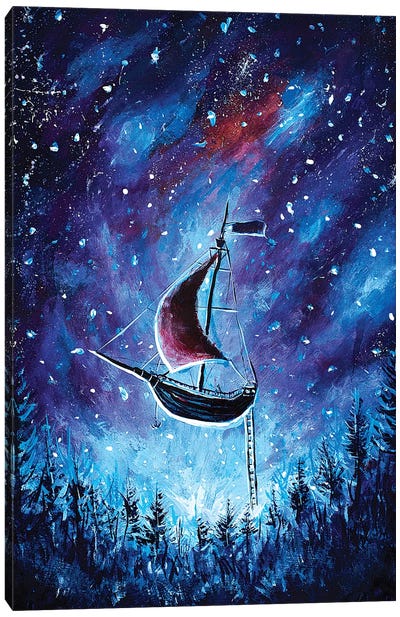Pirate Ship In Cosmos Canvas Art Print - Pirates