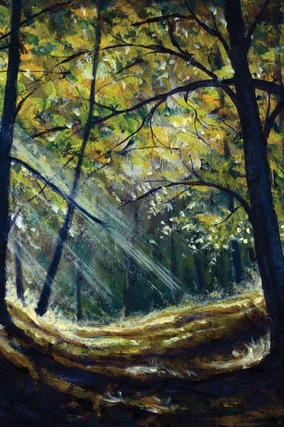 Valery Rybakow: Sun In Forest With A Tree by Valery Rybakow