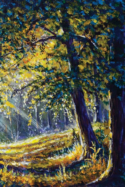 Valery Rybakow: Trees In Autumn Sunny Forest by Valery Rybakow