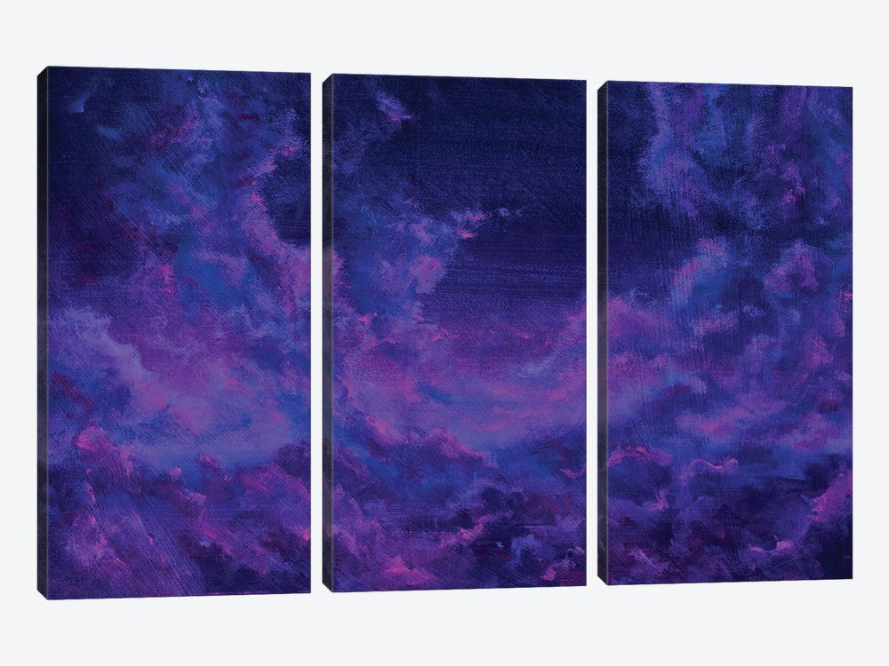 Velvet Violet Clouds In The Starry Night Sky by Valery Rybakow 3-piece Canvas Art