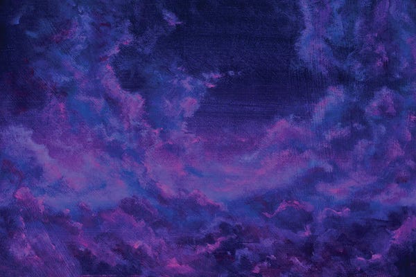 Blue: Velvet Violet Clouds In The Starry Night Sky by Valery Rybakow