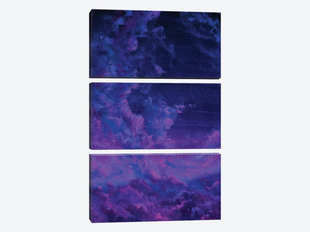 Velvet Violet Clouds In The Starry Night Sky by Valery Rybakow 3-piece Canvas Art Print