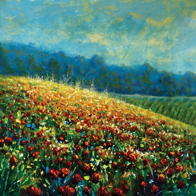Hillside Red Poppies by Valery Rybakow canvas print
