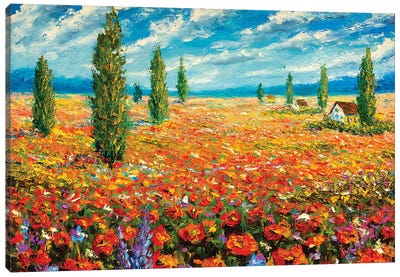 Red Flowers Dream Canvas Art Print - Valery Rybakow