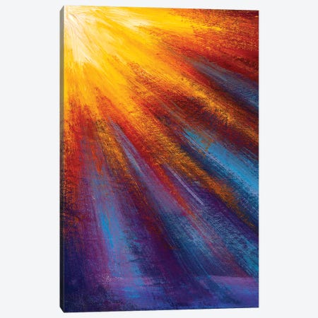 Yellow Orange Sun Rays On Blue Purple Pink Background Canvas Print #VRY766} by Valery Rybakow Canvas Art